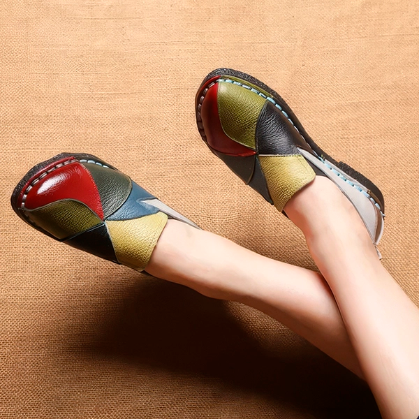 Mocasines de Colores de Piel Auténtica para Mujer