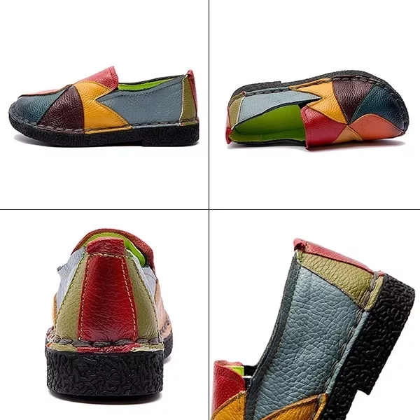 Mocasines de Colores de Piel Auténtica para Mujer