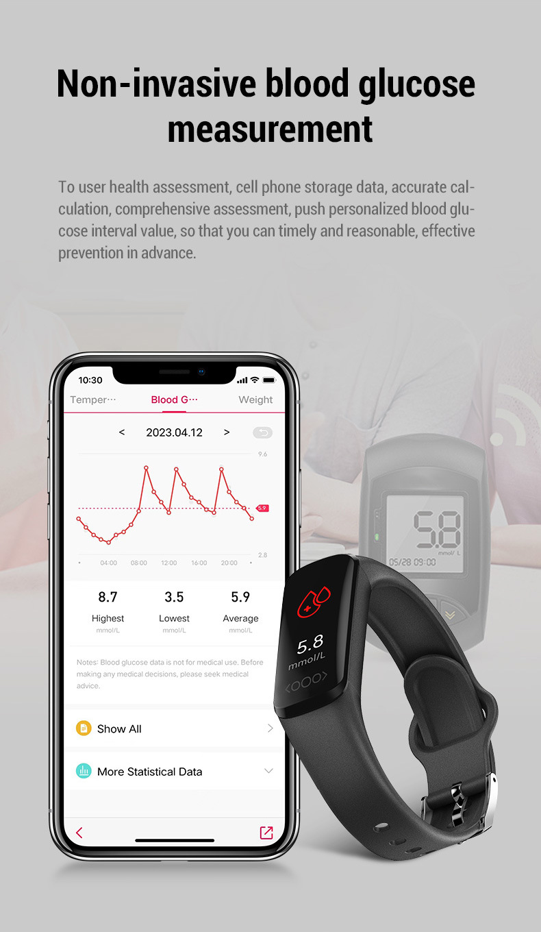 Reloj para diabéticos | Reloj de pulsera con monitor avanzado de glucosa y seguimiento de la salud