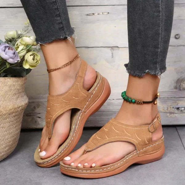 Sandalias ortopédicas de piel para mujer