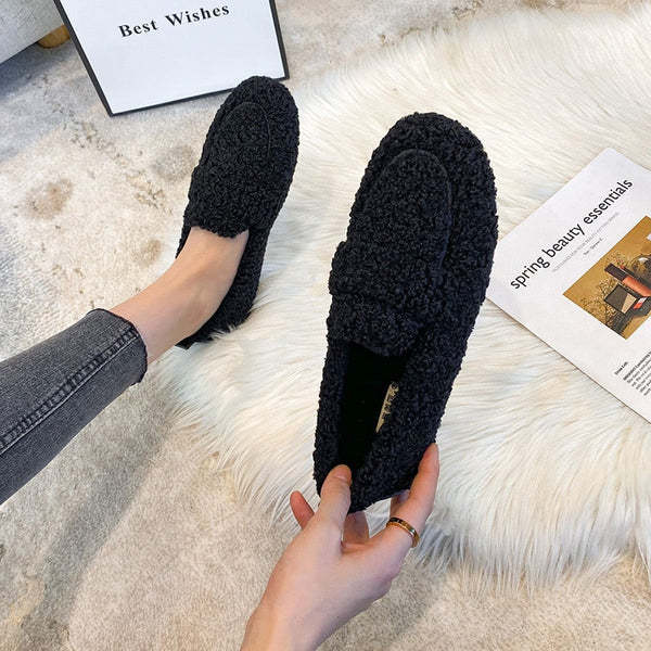 Zapatillas por casa de felpa para mujer