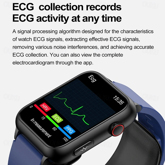 Bomba de aire tipo airbag prueba precisa de presión arterial electrocardiograma ecg monitoreo de temperatura podómetro compatible con android ios mujeres hombres larga espera impermeable