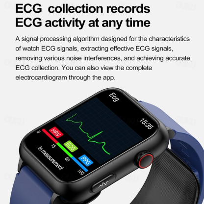 Bomba de aire tipo airbag prueba precisa de presión arterial electrocardiograma ecg monitoreo de temperatura podómetro compatible con android ios mujeres hombres larga espera impermeable