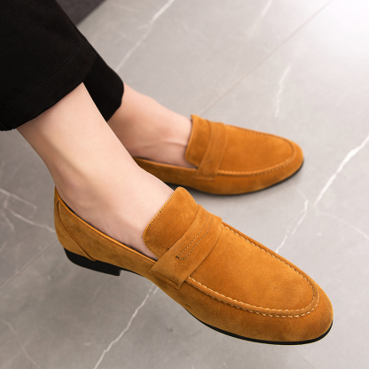 Mocasines de ante de tacón cuadrado para hombre