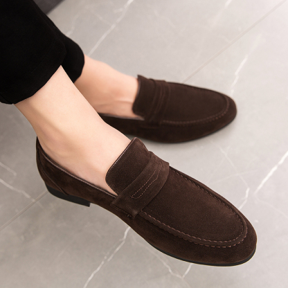 Mocasines de ante de tacón cuadrado para hombre