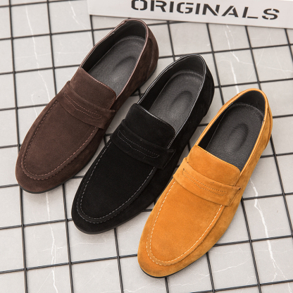 Mocasines de ante de tacón cuadrado para hombre