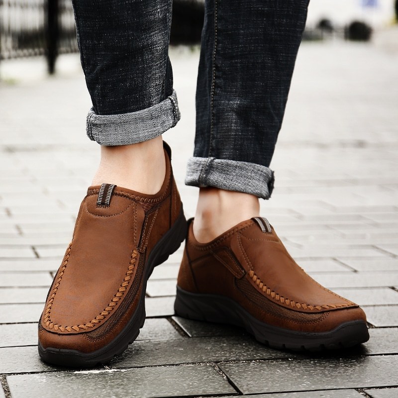 Zapatos ortopédicos casuales de cuero para hombre