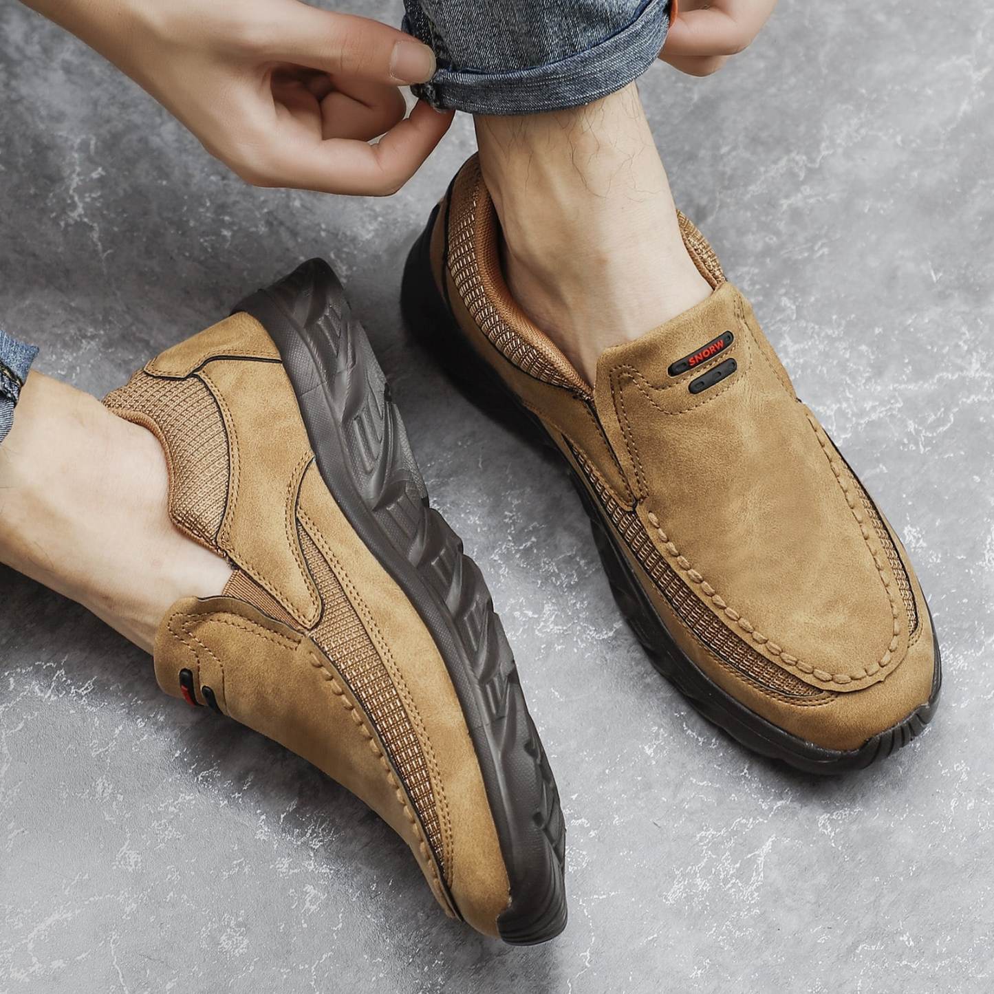 Zapatos ortopédicos casuales de cuero para hombre