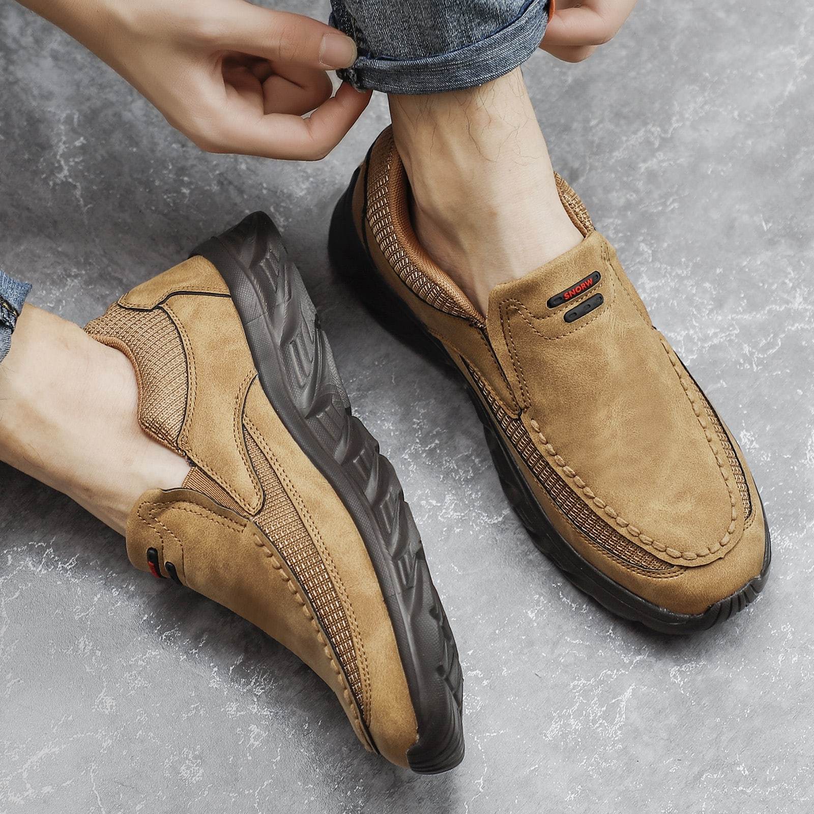 Zapatos ortopédicos casuales de cuero para hombre
