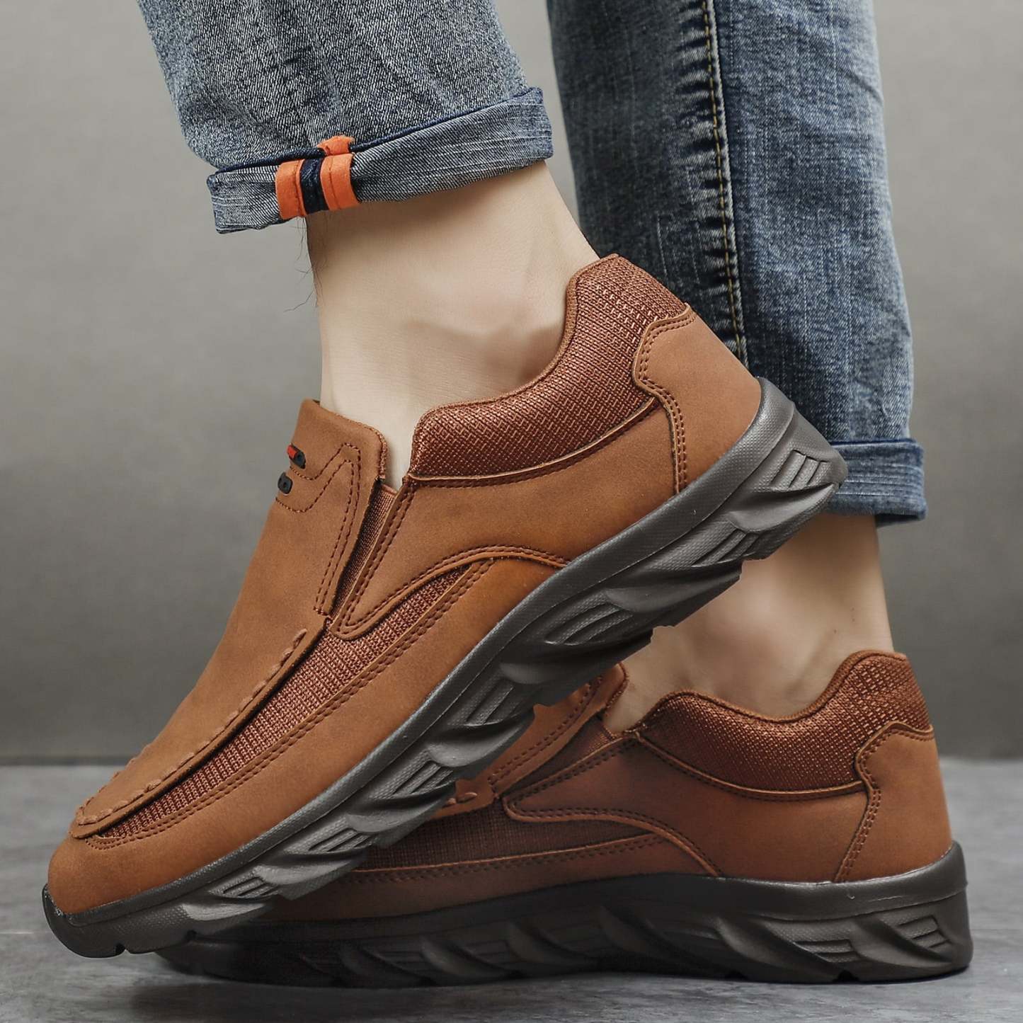 Zapatos ortopédicos casuales de cuero para hombre