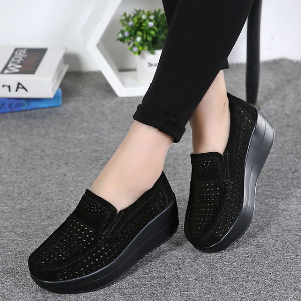 Zapatos Ortopédicos De Piel Para La Mujer De Pie Ancho
