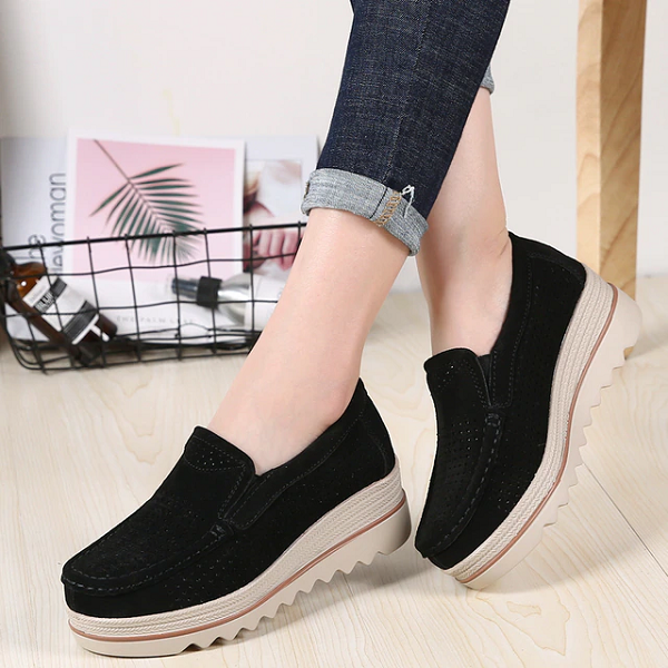 Zapatos Ortopédicos De Piel Para La Mujer De Pie Ancho