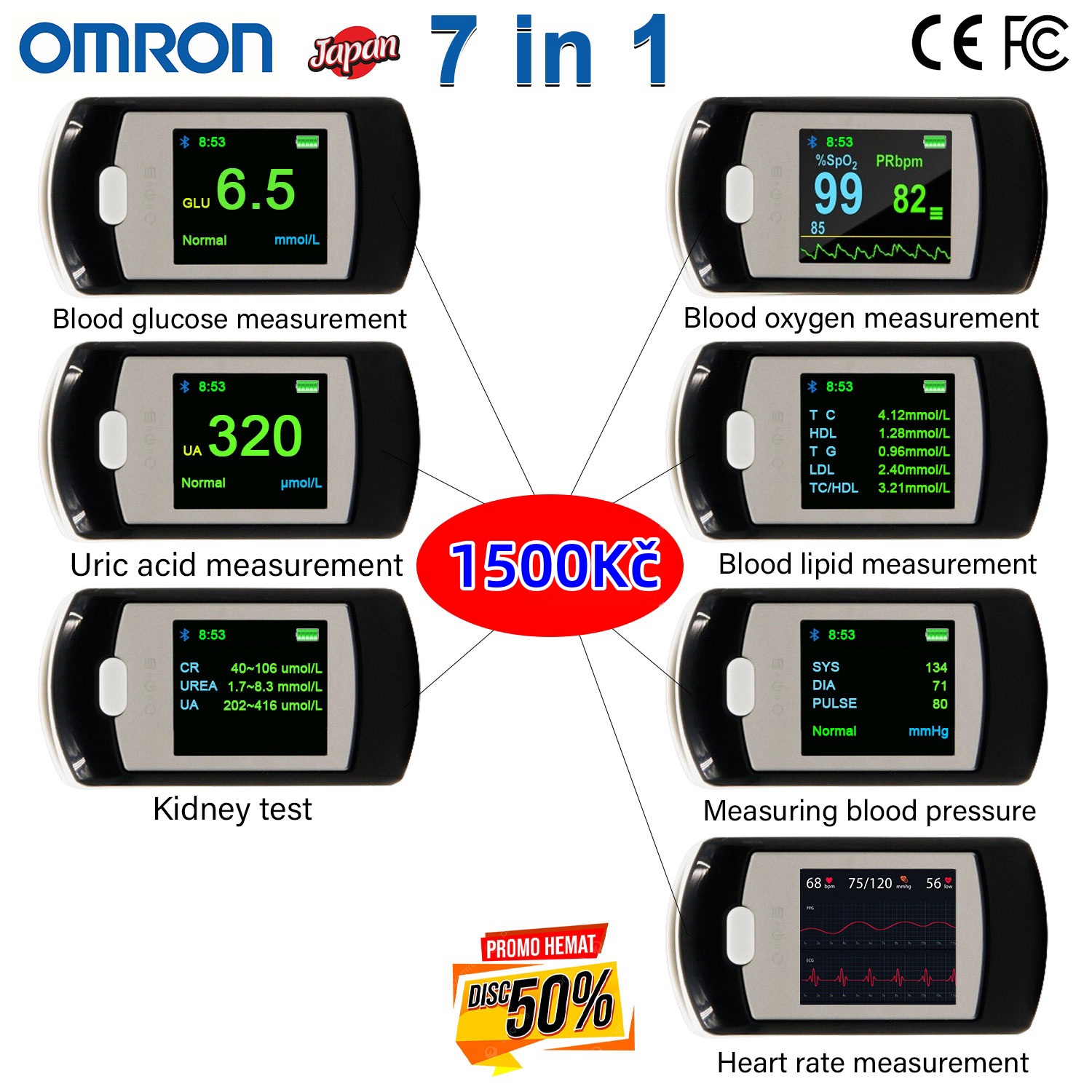 Neinvazivní glukometr Omron (měření 5 sekund, přesnost 99 %)