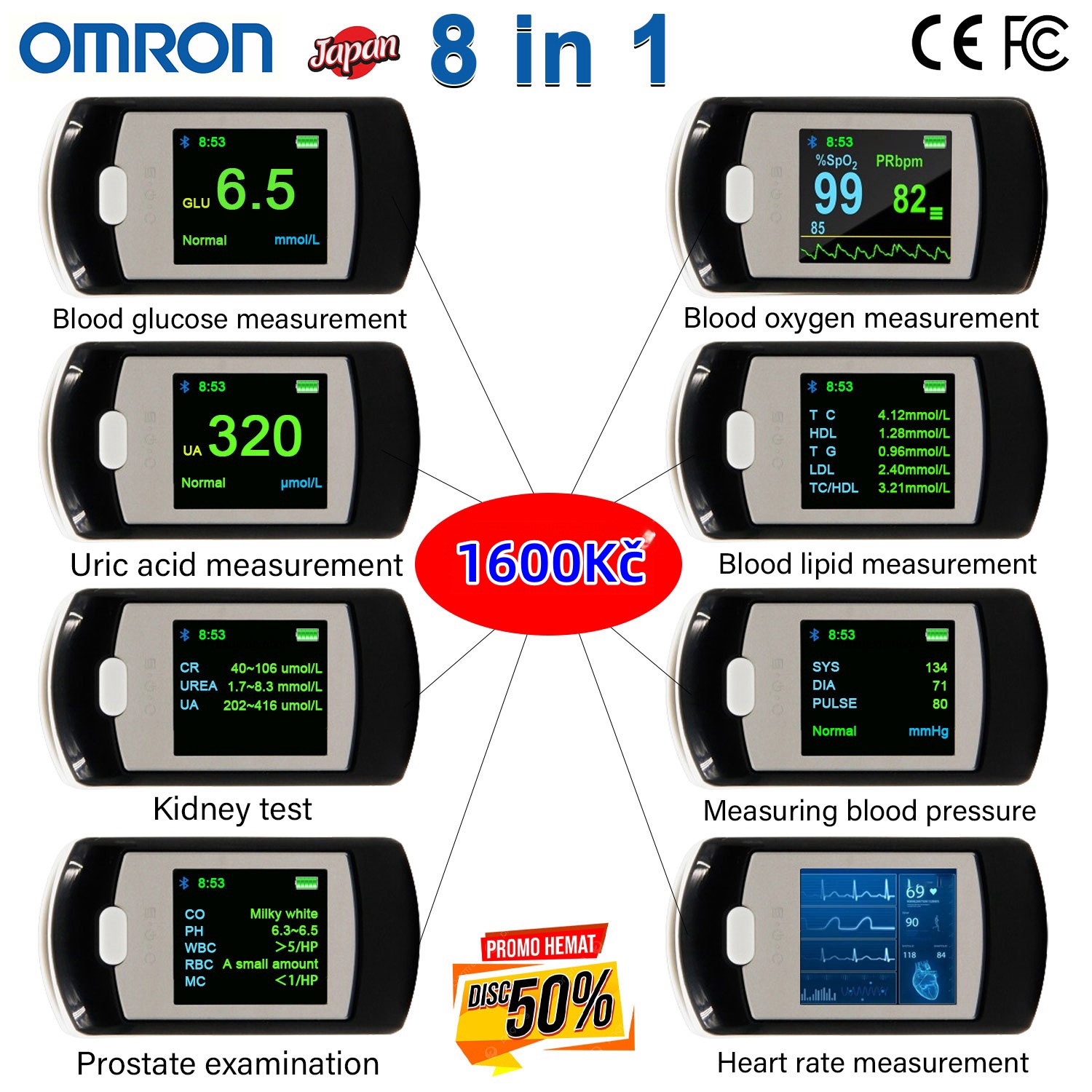 Neinvazivní glukometr Omron (měření 5 sekund, přesnost 99 %)