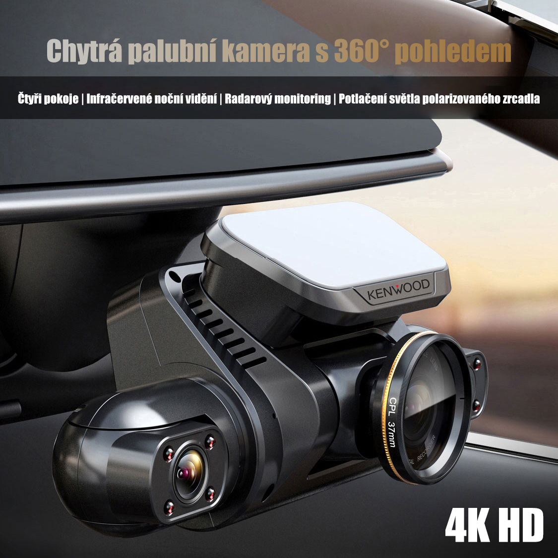 Chytrý záznamník jízdy Kenwood, bezdrátová instalace, dobíjecí, dlouhá pohotovostní doba