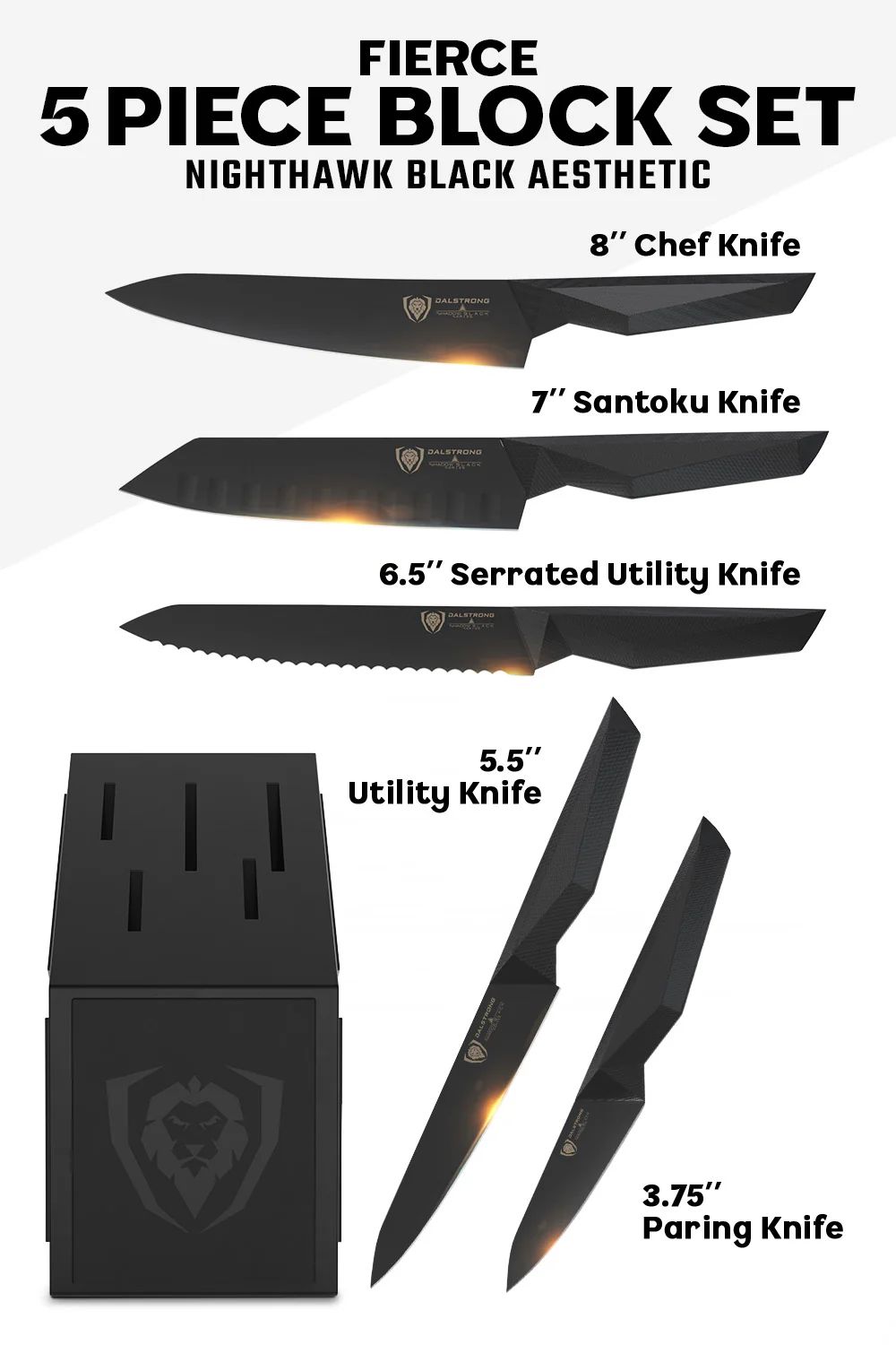 Seria cu cinci cuțite Shadow Black: vă oferă cea mai bună experiență de tăiere