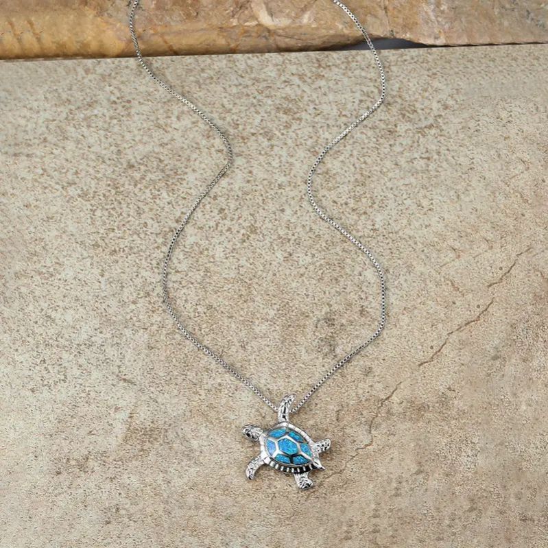 Tajemný modrý kulatý náhrdelník ze želvoviny – jemný šperk k narozeninám pro ženy