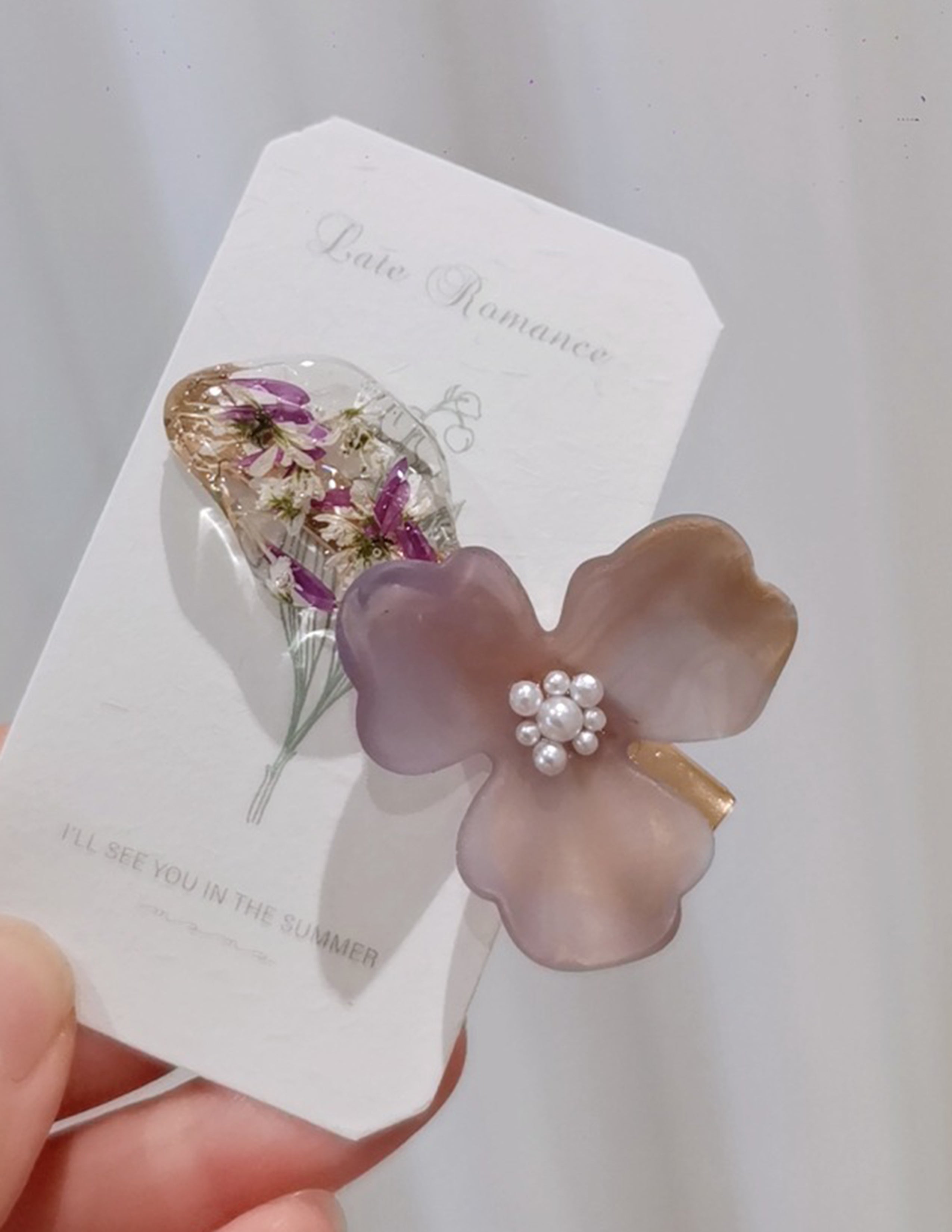 Purple Dried Flowers Hair Pins