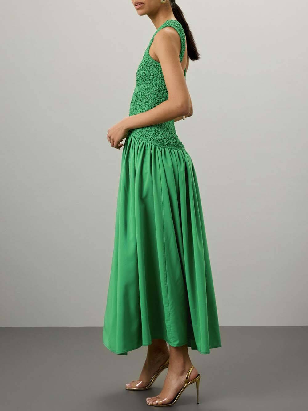 Dreamy Pleated Patchwork Backless Dress