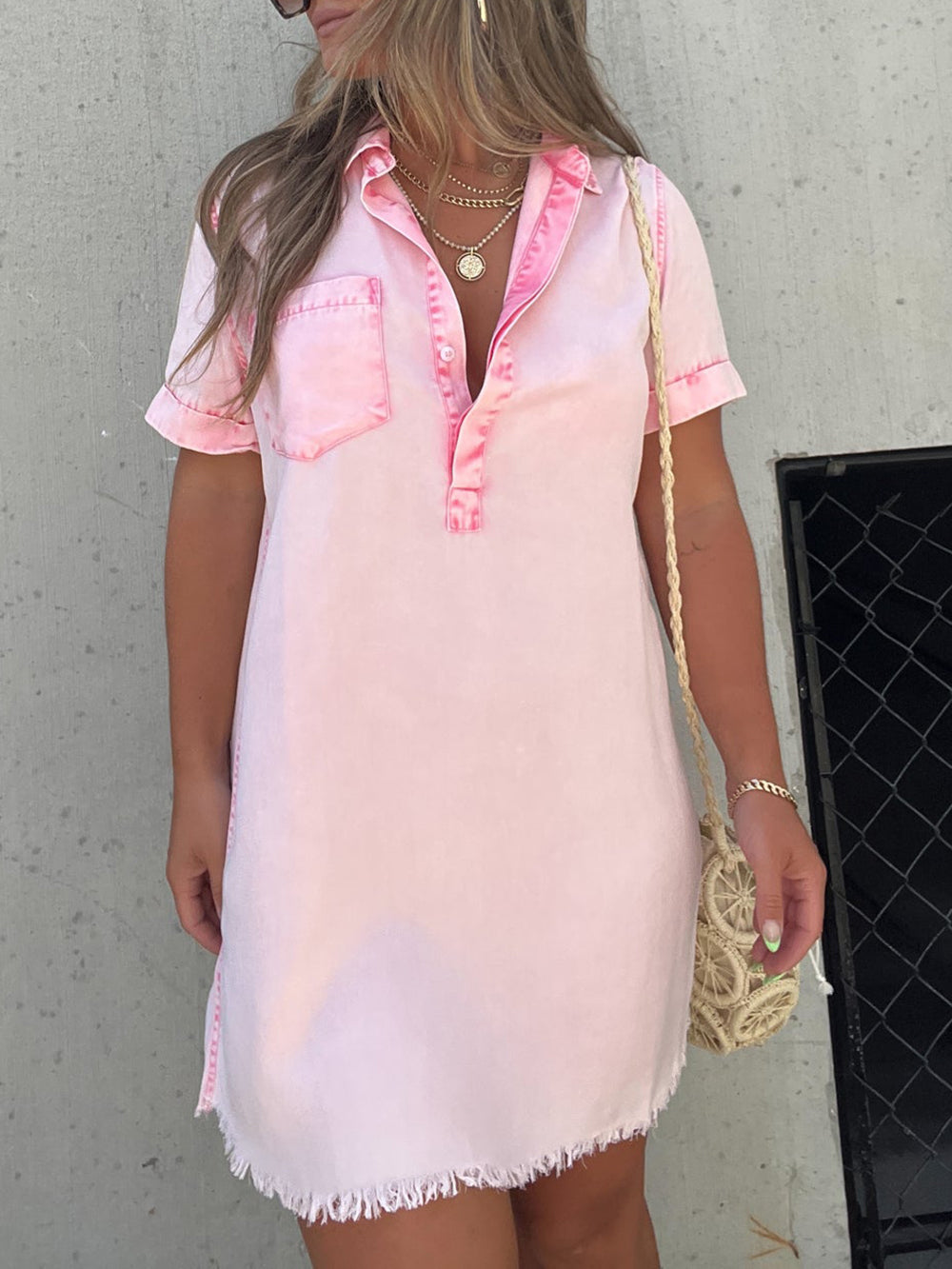 Happy Endings Tencel Shirt Dress Pink