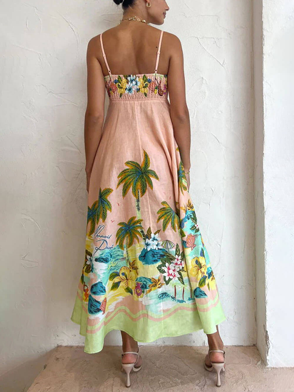 Sling Printed Casual Midi Dress