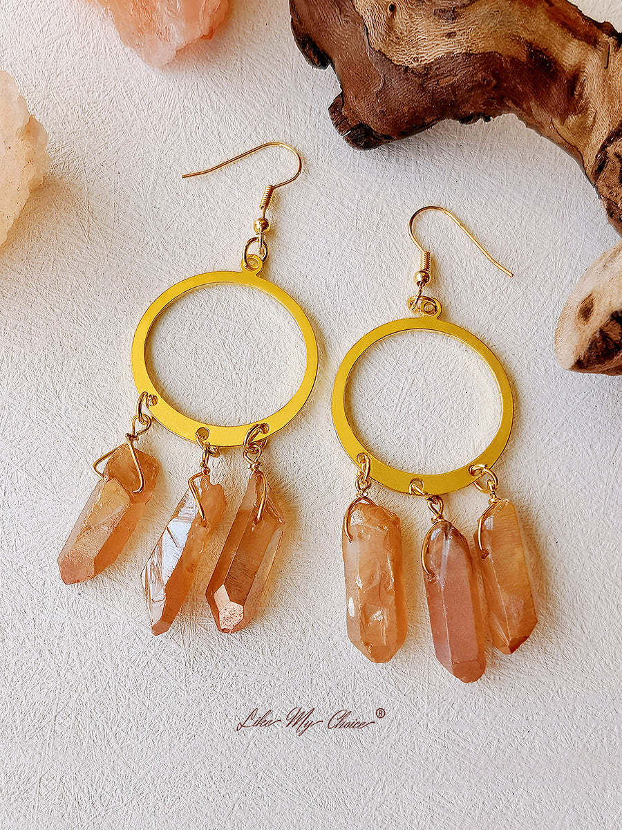 Hippie Quartz Crystal Hoop Earrings