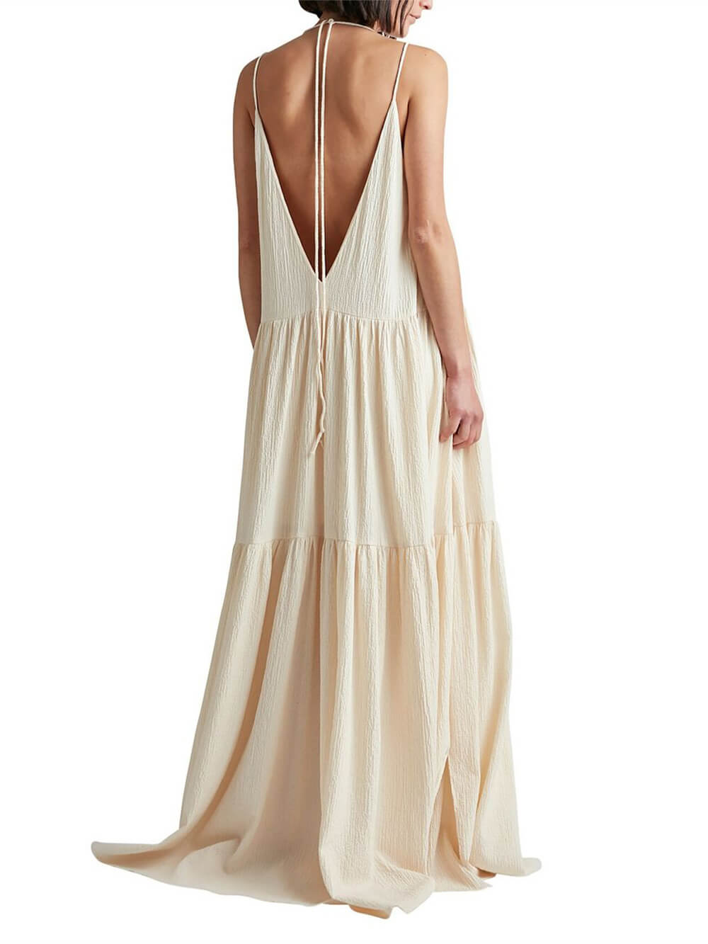 Elegant Resort Deep V-Neckline Strappy Maxi Dress