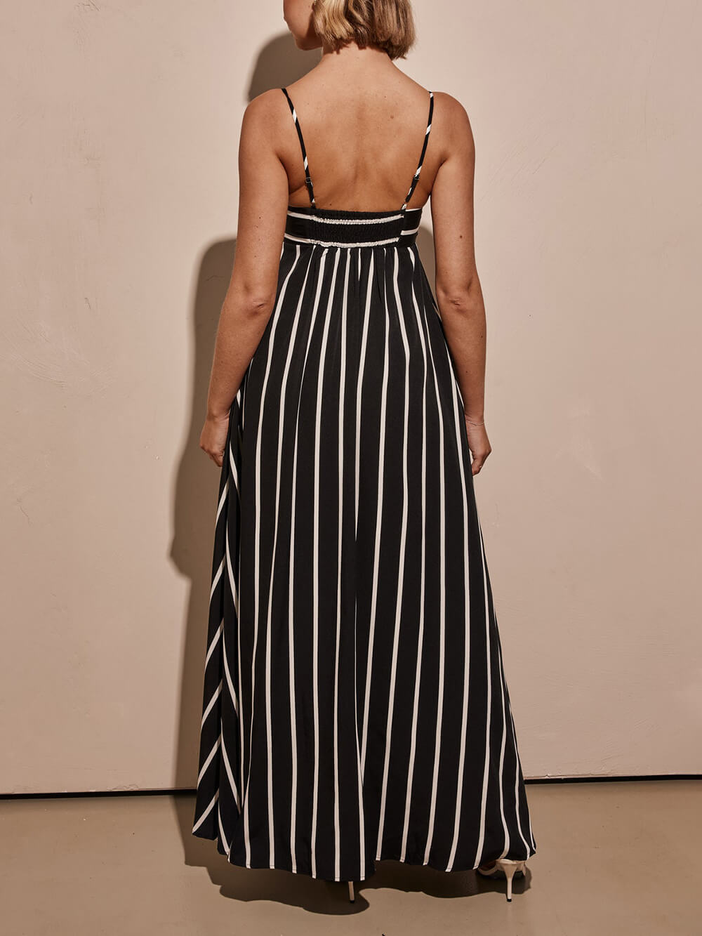 Classic Stripe Printed Stitching Loose Maxi Dress