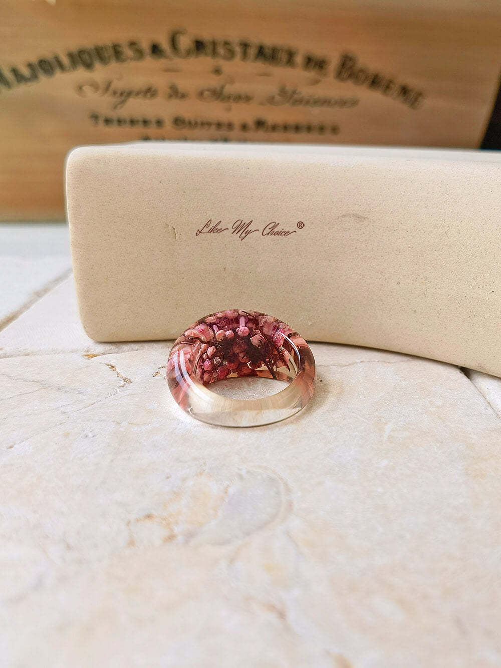 Handmade Dried Flower Inlaid Resin Ring