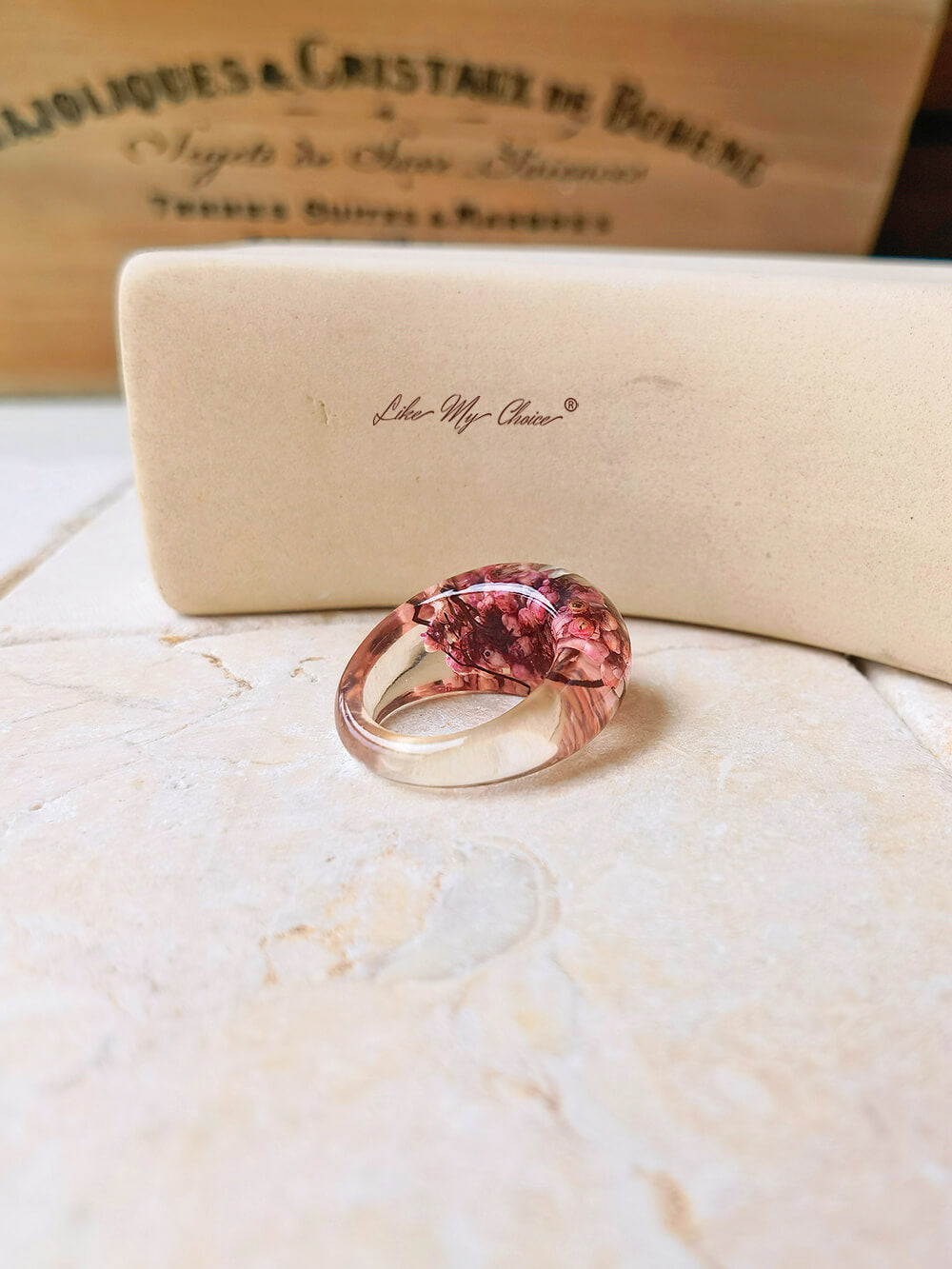 Handmade Dried Flower Inlaid Resin Ring