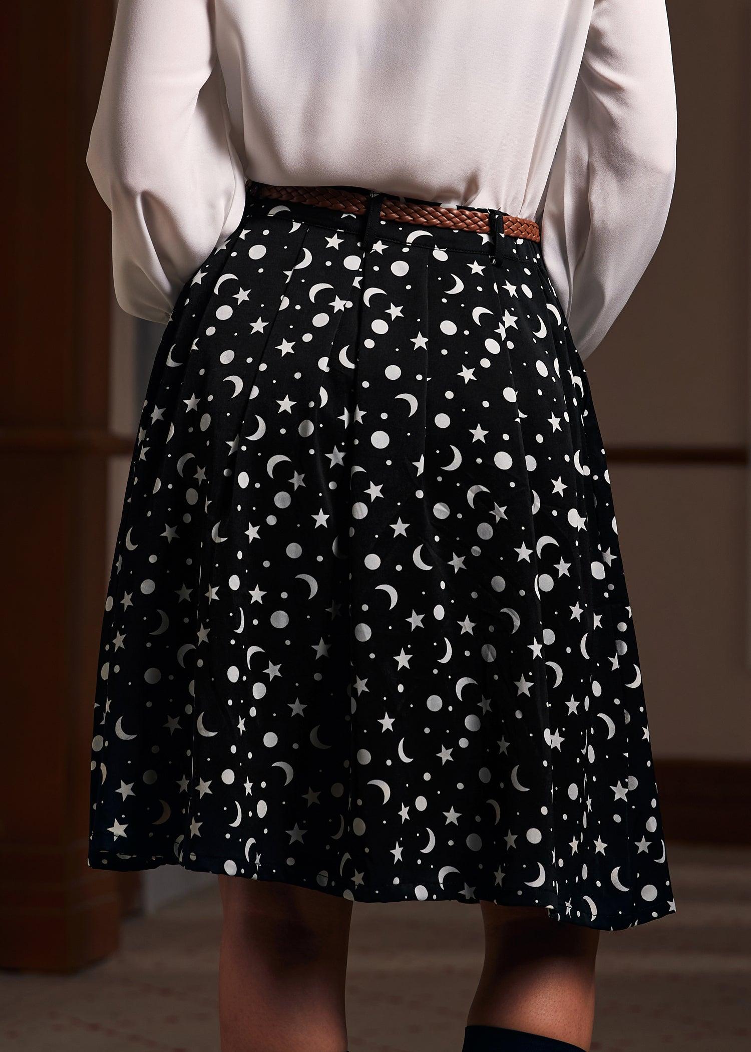 Moon and Star Print Skirt