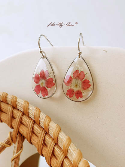 Verbena Flower Resin Earrings Floral Jewelry