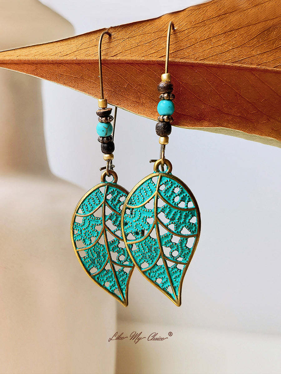 Vintage Hollow Leaf Drop Boho Earrings