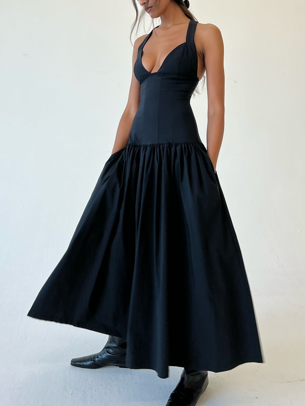Exquisite Peplum Drop Waist Midi Dress – LMC