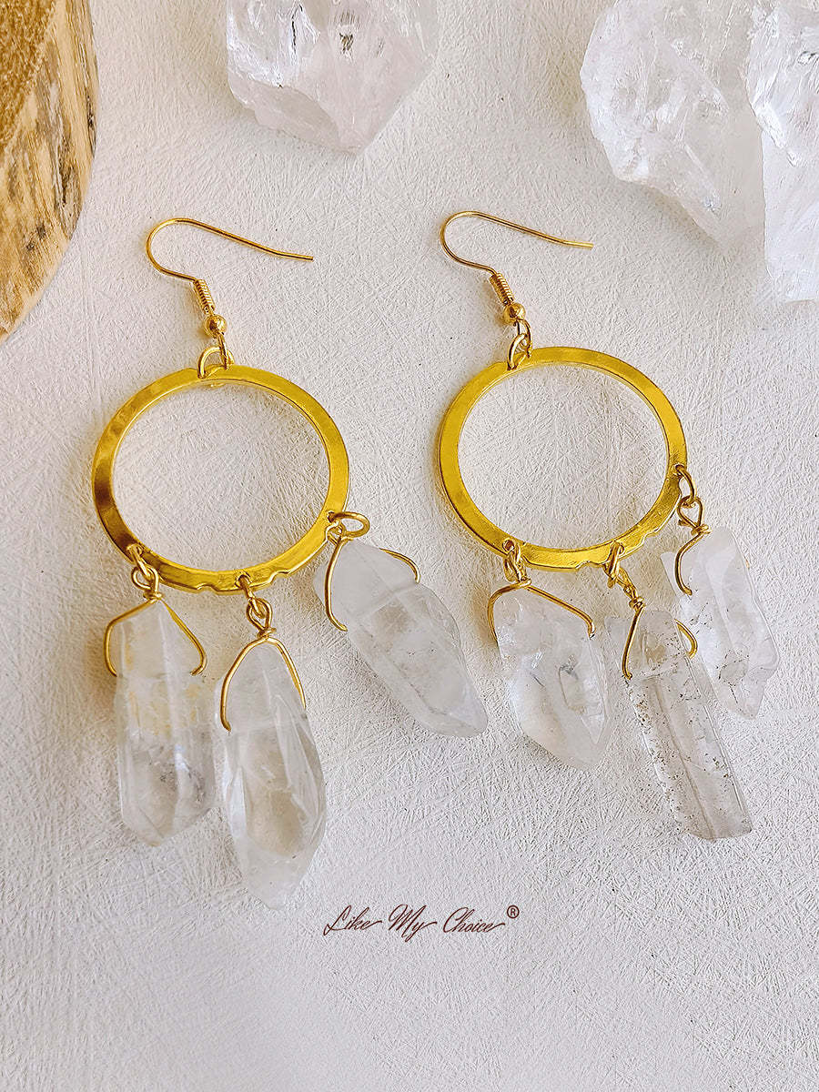 Hippie Quartz Crystal Hoop Earrings