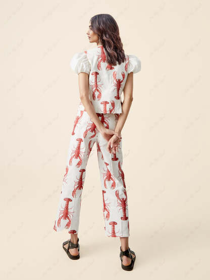 Lobster Print Straight Pants