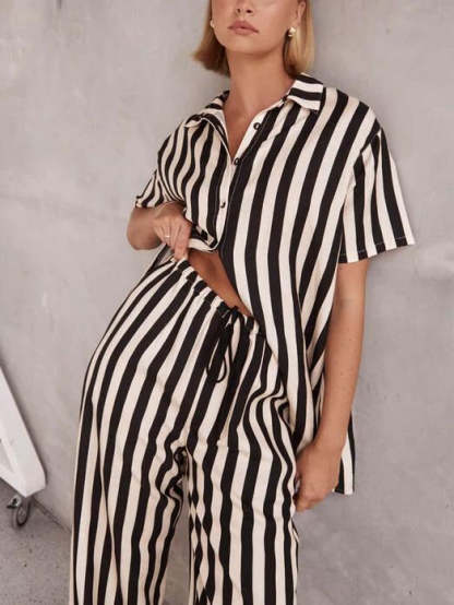 Resort Casual Striped Loose Shirt