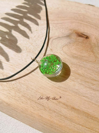 Baby Breath Stained Glass Botanical  Necklace