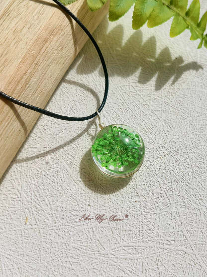 Baby Breath Stained Glass Botanical  Necklace