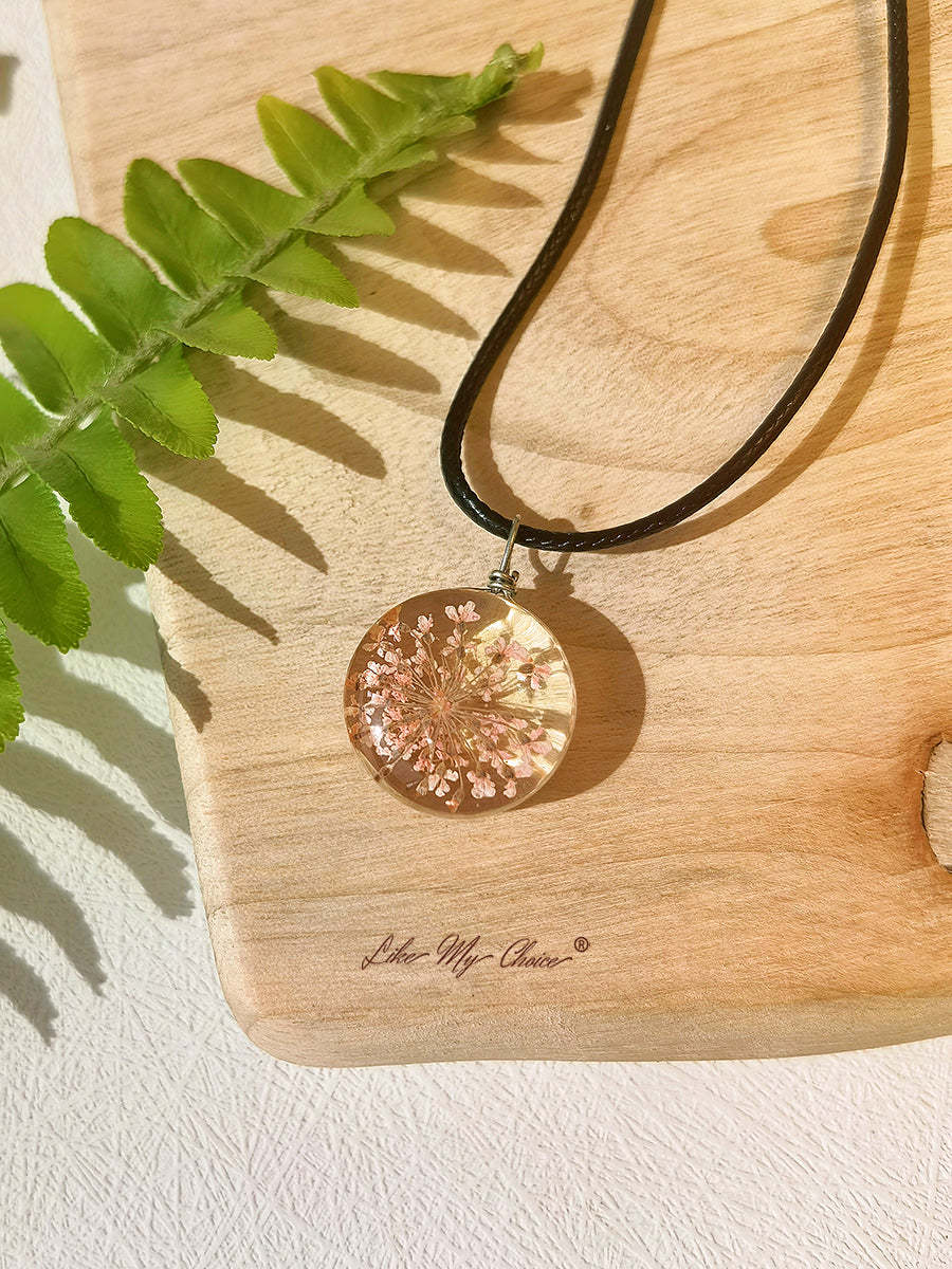 Baby Breath Stained Glass Botanical  Necklace