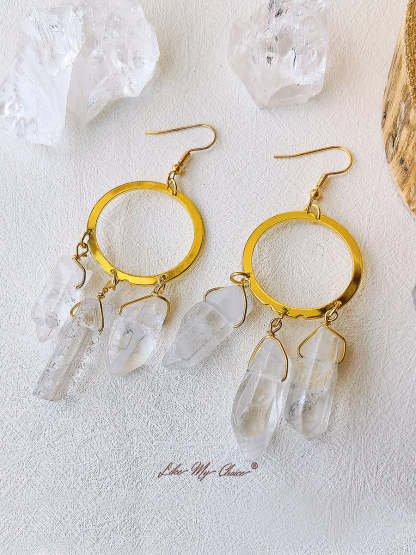 Hippie Quartz Crystal Hoop Earrings