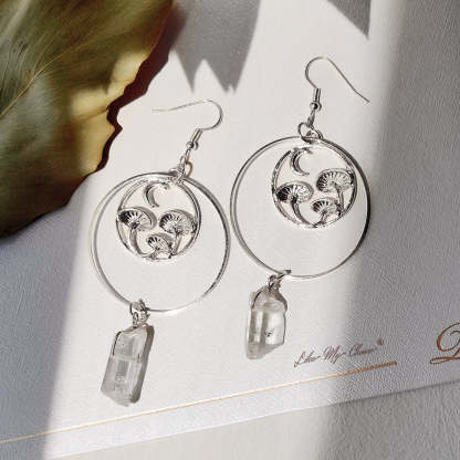 Mushroom Natural Quartz Drop Earrings