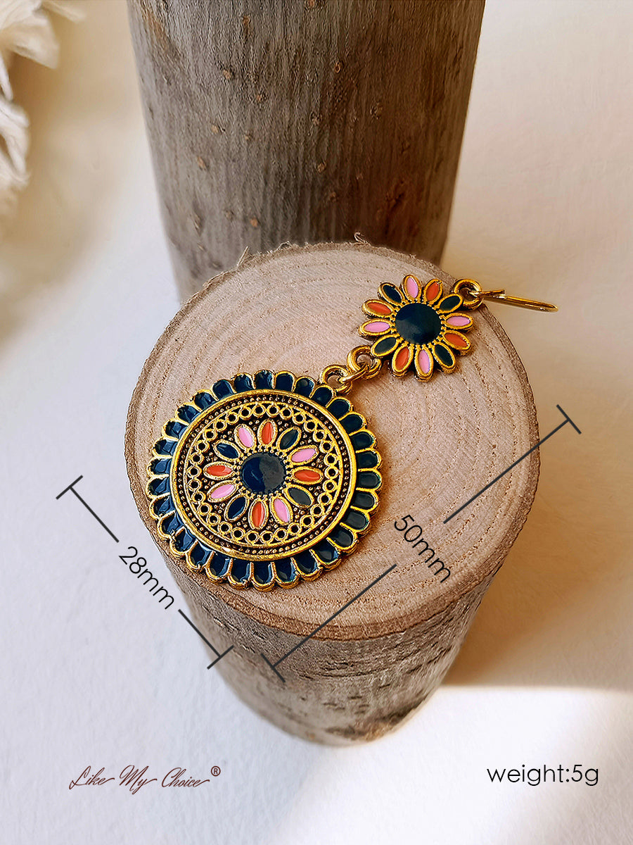 Ethnic Flower Dangle Drop Boho Earrings-Likemychoice