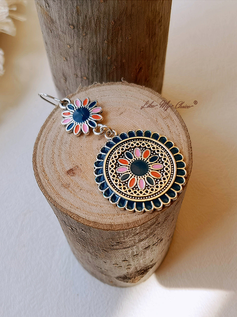 Ethnic Flower Dangle Drop Boho Earrings-Likemychoice