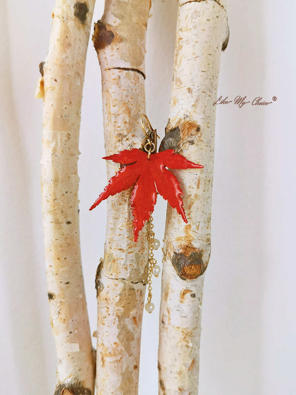 Sun Catcher Maple Leaf Resin Gold Pearl Earrings