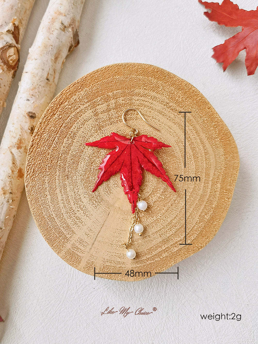 Sun Catcher Maple Leaf Resin Gold Pearl Earrings