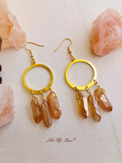 Hippie Quartz Crystal Hoop Earrings