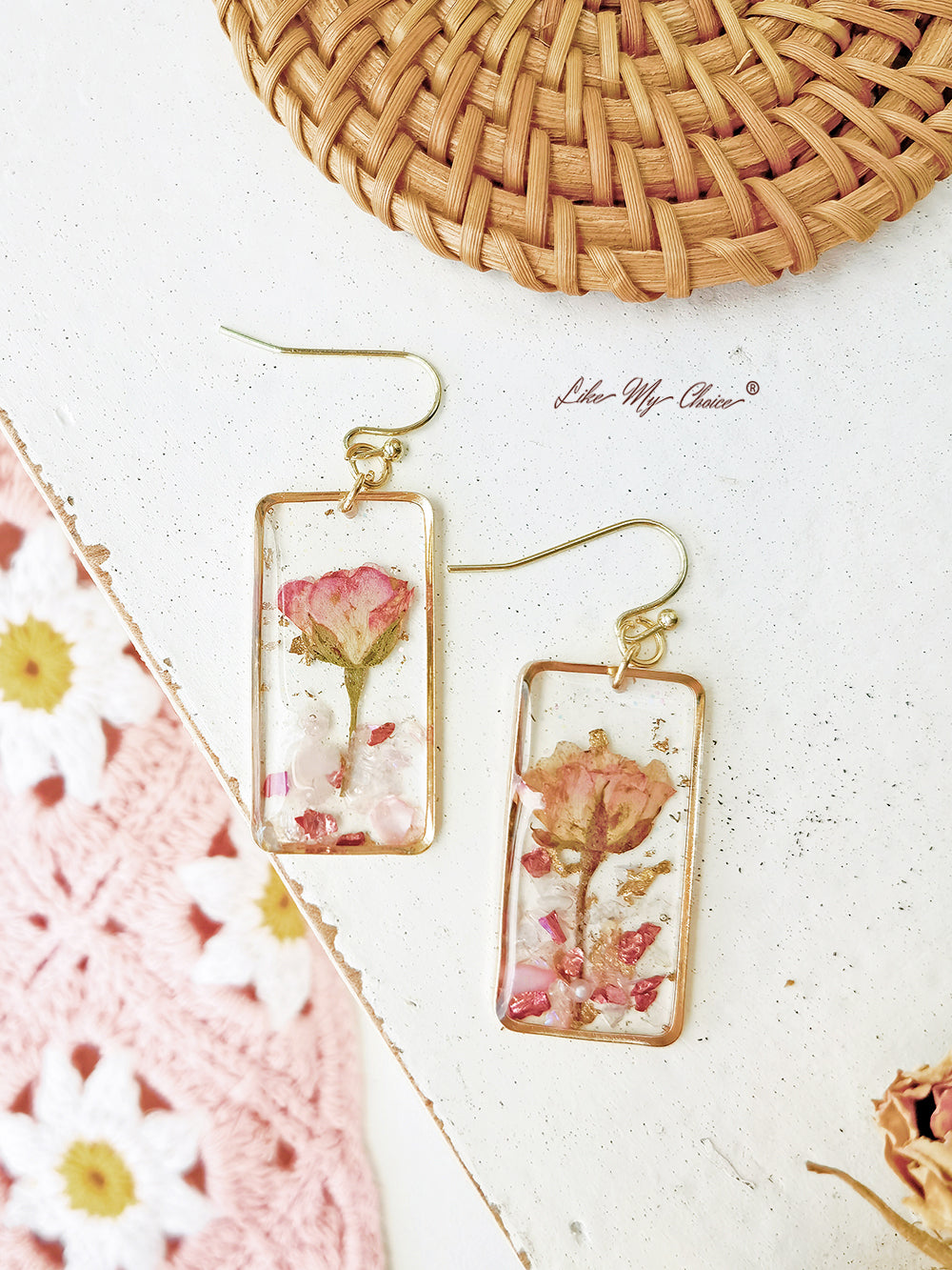 Delicate Rose Crystal Earrings