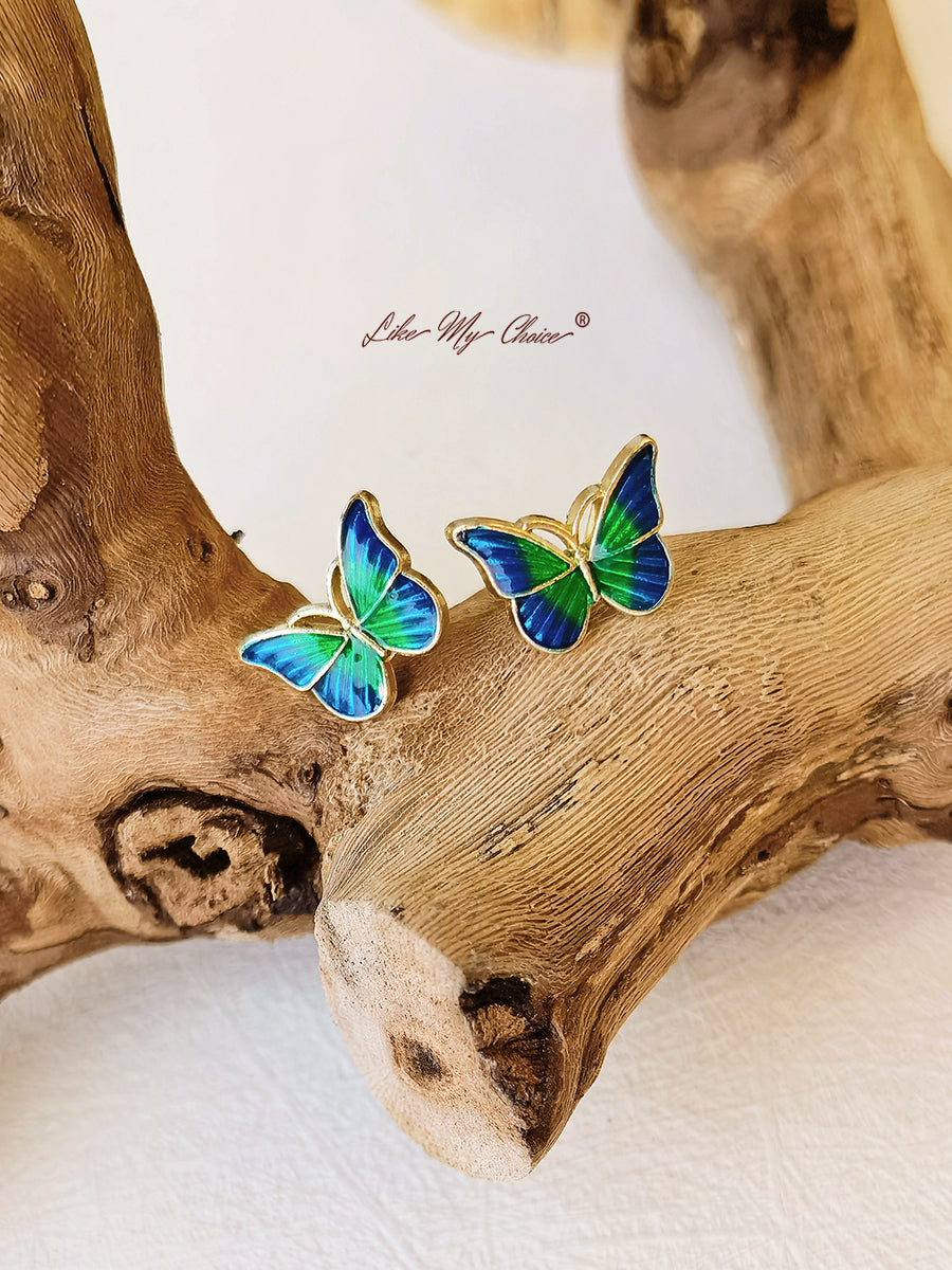 Super Fairy Green Butterfly Design Stud Earrings