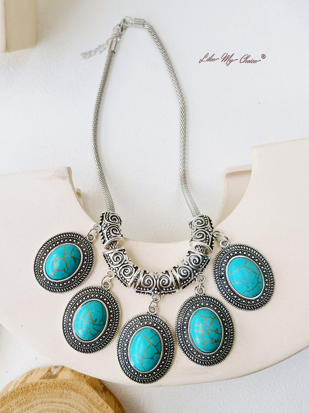 Retro Antique Synthetic Stone Water Pendant Necklace Earrings Sets